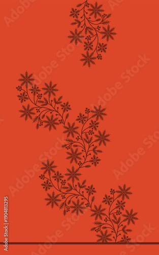 White flowers on the branches on Green background seamless pattern for all prints on hand drawing style.