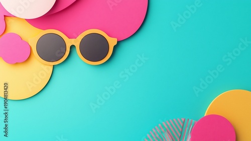 Playful shades scene on turquoise background