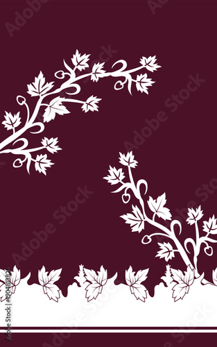 White flowers on the branches on Green background seamless pattern for all prints on hand drawing style.
