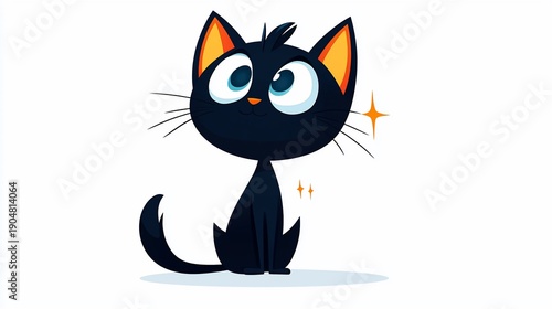 Whimsical Black Cat with Wide Eyes
