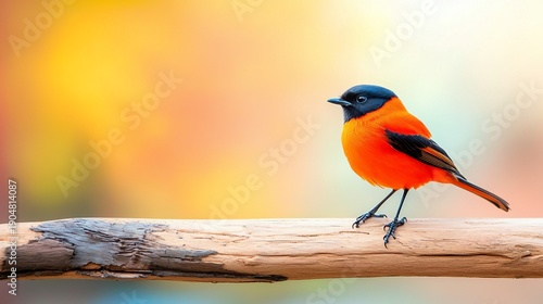 Vivid bird perched on branch