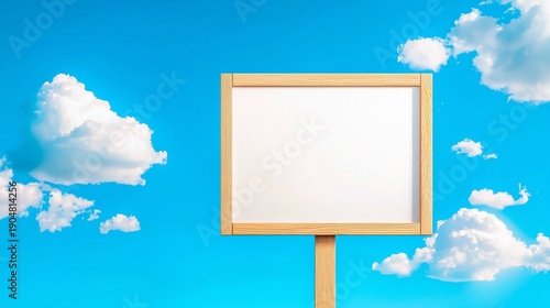 Wooden sign basking under blue sky