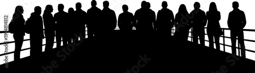 Crowd of people standing at observation deck railing