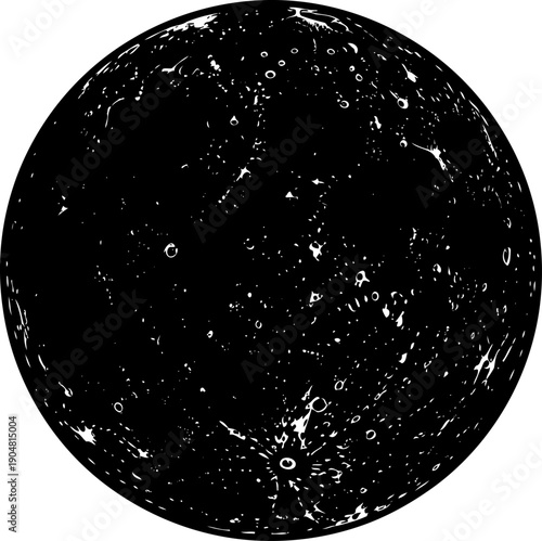 Full moon or cratered planet surface silhouette