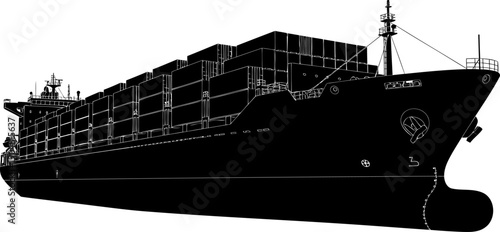 Massive container ship silhouette representing global maritime trade and logistics