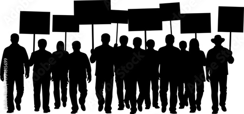 Protesters holding blank signs during public demonstration