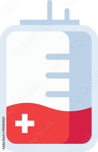 Blood bag with red blood cells is hanging, ready for a blood transfusion or donation, representing healthcare and medical procedures