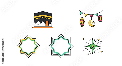 Eid al fitr - Selamat Hari Raya Idul Fitri Greeting Illustration In Flat Style Design, Flat illustration