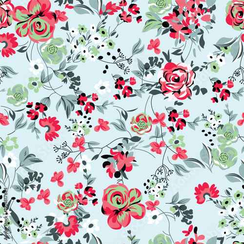 Classic Popular Flower Seamless pattern background - For easy making seamless pattern use it for filling any contours