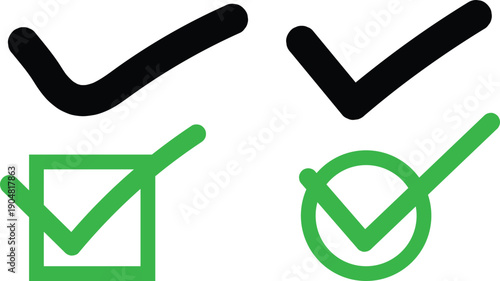 Simple green check mark icon, graphic symbol for approval, success, and verification on a clean white background.
