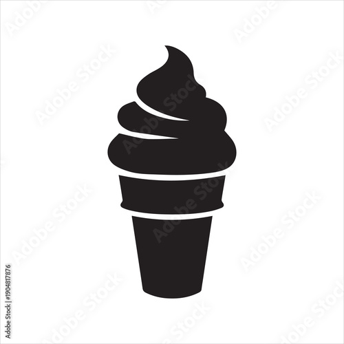  Classic soft serve ice cream cone silhouette icon simple and delicious sweet treat for summer day refreshment silhouette