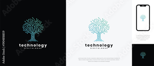 Digital Tree Logo Technology Innovation Growth Network.