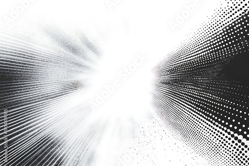 Wallpaper Mural Abstract black and white digital burst with halftone pattern and converging line design Torontodigital.ca