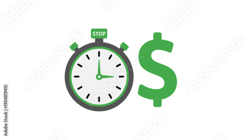 Time is money stopwatch icon business concept