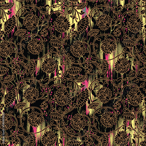 Classic Popular Flower Seamless pattern background - For easy making seamless pattern use it for filling any contours