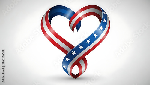 Patriotic heart shaped american flag ribbon