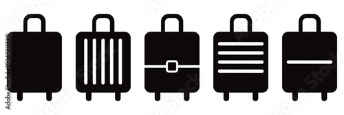 Travel Luggage Silhouette Vector Set – Suitcase and Bag Icons Collection for Vacation, Tourism, Airport and
 Journey Design