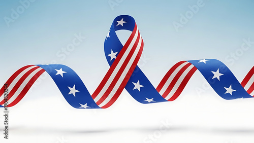 American patriotic ribbon with stars and stripes