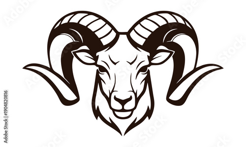 goat's head with horn logo vector