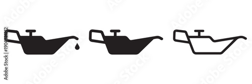 Car Engine Oil Warning Icon Set – Dashboard Oil Pressure Indicator, Motor Lube Level and Vehicle Service Symbol
 Vector Illustration