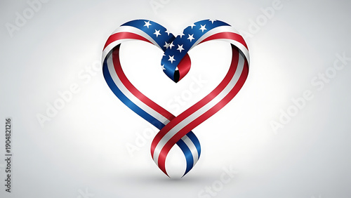 Patriotic heart design with american flag colors and pattern