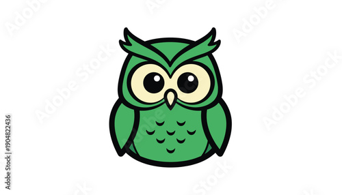 Green owl mascot cartoon wisdom character