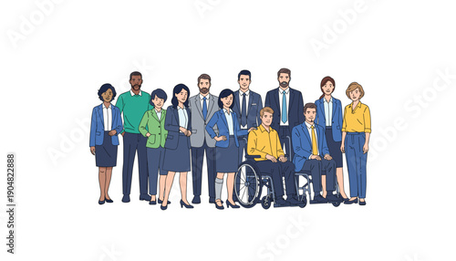 Business team group standing diverse people