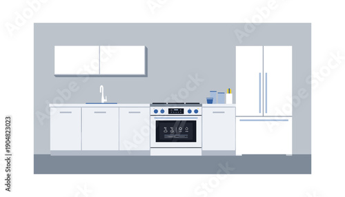 White kitchen interior design modern home