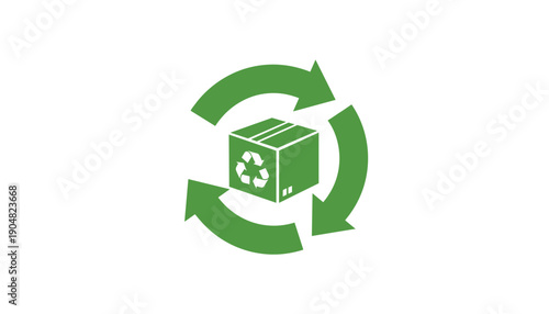 Recycle arrows symbol green box eco