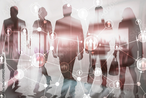 Canvastavla Social media communication concept with connected people icons and network lines