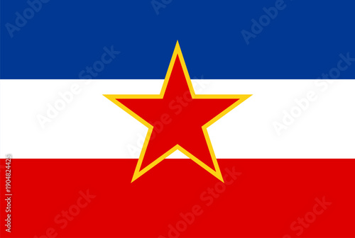 Yugoslavia vector flag in official colors and 3-2 aspect ratio. Former country in Baklan region