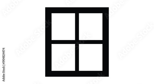 A simple black outline illustration depicts a window with four equal panes set against a white background