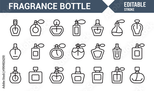 Beauty and Fashion Perfume Bottle Line Symbols