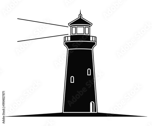 Lighthouse vector icon with light beams nautical navigation symbol
