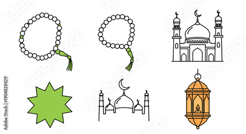 Eid al fitr - Selamat Hari Raya Idul Fitri Greeting Illustration In Flat Style Design, Flat illustration