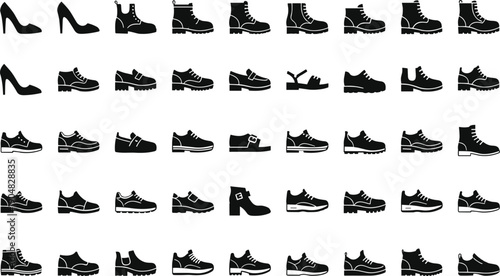 Large collection of black Halloween silhouettes featuring spooky pumpkins haunted houses creepy trees cemetery gravestones black cats and ghosts vector.