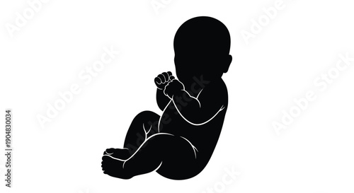 Silhouette of a fetal position representing prenatal development and new life