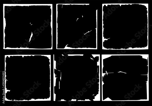 Grunge Album Cover Frame Set. Distressed Square Borders for Music Artwork and Vinyl Covers.