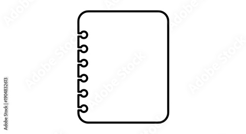 Minimalist illustration of a perforated notebook sheet, isolated on a white background with a simple black outline design