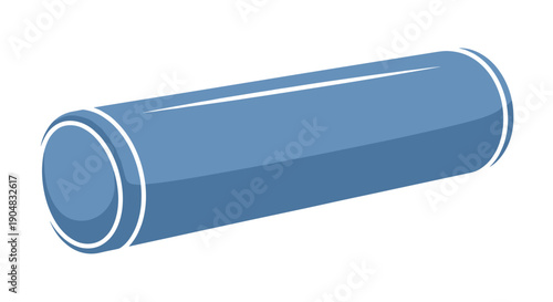 Illustration of a blue cotton bolster pillow isolated on a white background, showcasing a sleek cylindrical design with smooth contours and minimalistic style