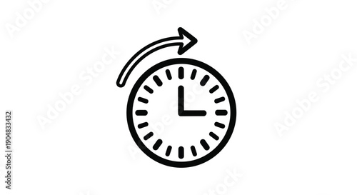 Simple clock icon with an arrow indicating time progression or scheduling concept clearly