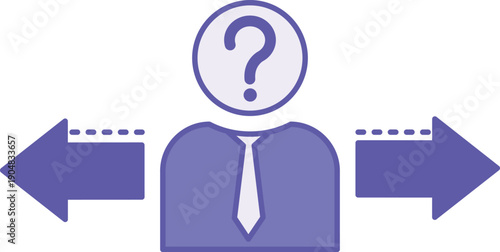 Colored Possible Icon. Vector Illustration. Person with Question Mark, Left and Right Arrows. Direction Choice. Success Concept