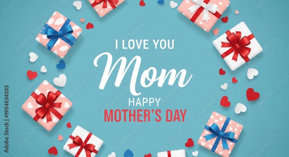 Fototapeta premium Happy mothers day wishes for mom with gifts and love