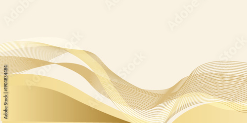 Luxury background in dark blue and gold color. Backdrop with cool gradient wave shiny geometric futuristic ornament for beauty hotel aesthetic expensive brand