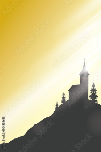 Series of Christianity themed background in simple golden sky and silhouette style perfect for flyer print poster background