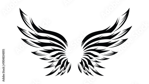 Black Tribal Angel Wings Silhouette Vector Illustration