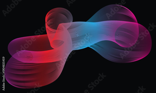 Vibrant Flowing Lines on Black: Dynamic and visually captivating, these flowing lines in gradient hues of red and blue intertwine against a deep black backdrop.