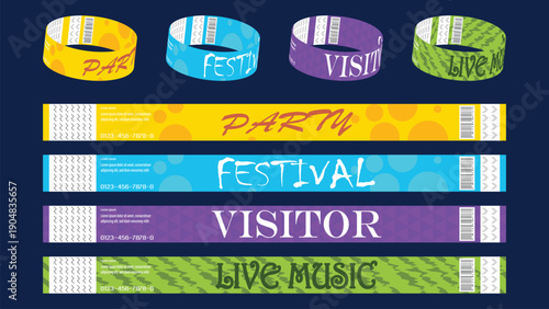 Colorful Event Wristband Set for Party, Festival, Visitor and Live Music Access