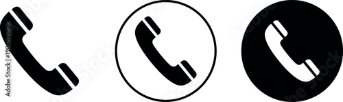 Three black phone on white background telephone symbol