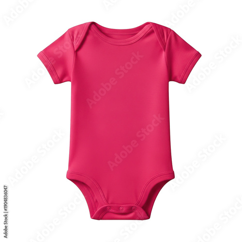 Bright pink baby onesie isolated on transparent background